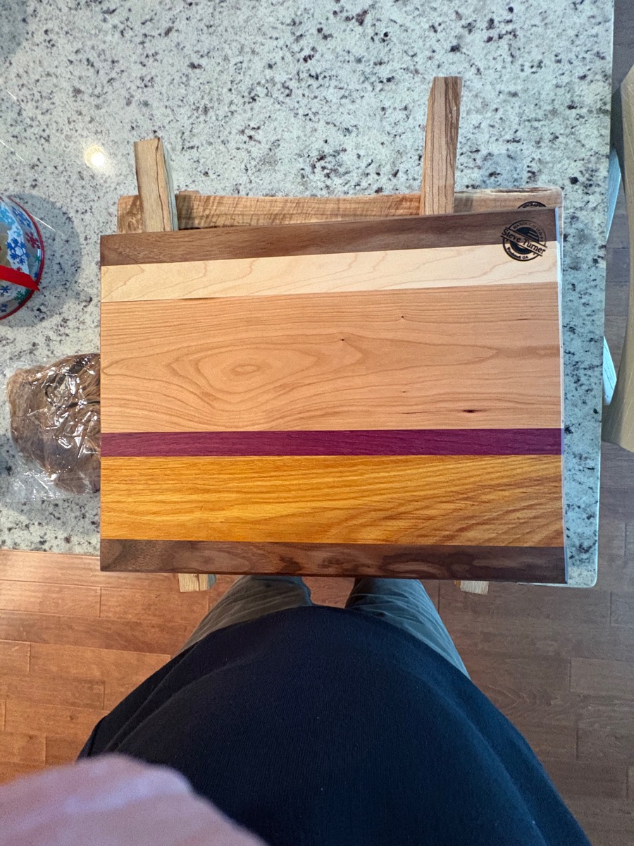 The Horizon — walnut, maple, cherry, purpleheart horizontal stripe board